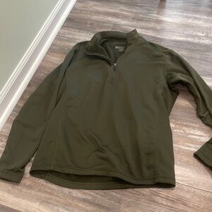 REI Olive Green Striped Athletic Quarterzip size large